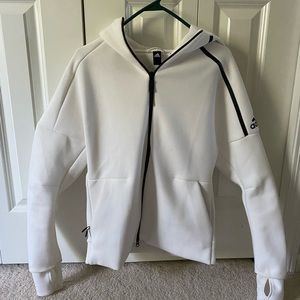 White Adidas full zip hoodie